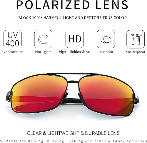 Miniatura 2 de SUNGAIT lentes de sol polarizados rectangulares livianos con protección 100% contra rayos UV