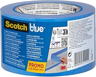 ScotchBlue Premium Malerabdeckband Universal - 2 Rollen, 36 mm x 41 m - Vielseitiges Scotch Klebeband für Malerarbeiten und Dekoration, für Innen und Außen, Abklebeband/Kreppband - 70% PEFC
