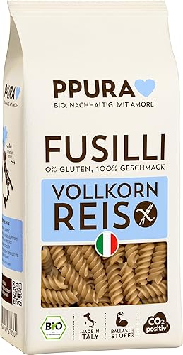 PPURA Bio Fusilli aus Vollkornreis - Glutenfrei | 400g Pasta