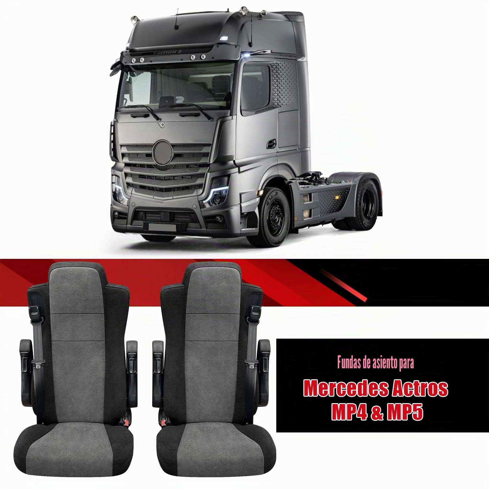 Fundas Asientos Coche para Mercedes Actros MP4 MP5, Funda Asiento Coche Delantero Funda Silla Coche Protector Asiento Coche | Fundas para asientos de coche