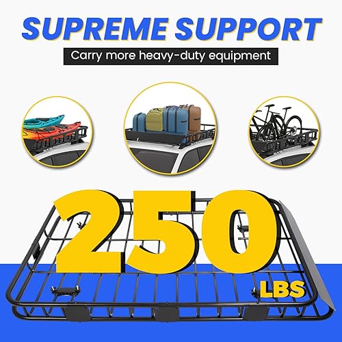 Vista 2 de ECOTRIC 59" x 39" x 5.1" Portaequipajes universal ajustable para techo, canastilla de carga con extensión, de acero resistente, para la parte