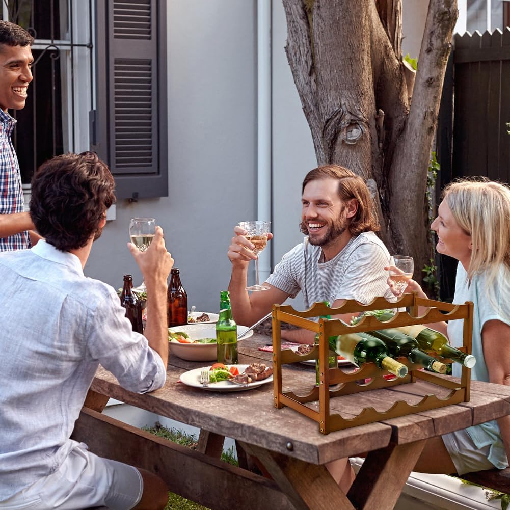 UNICRAFTALE 3 Tier Wine Rack Countertop Freestanding Storage for 12 Bottles Easy Assembly Wine Holder Cabinet Shelf Wine Storage Stand for Kitchen Pantry Dining Room Bar Decor 9.96"x9.25"x0.47"