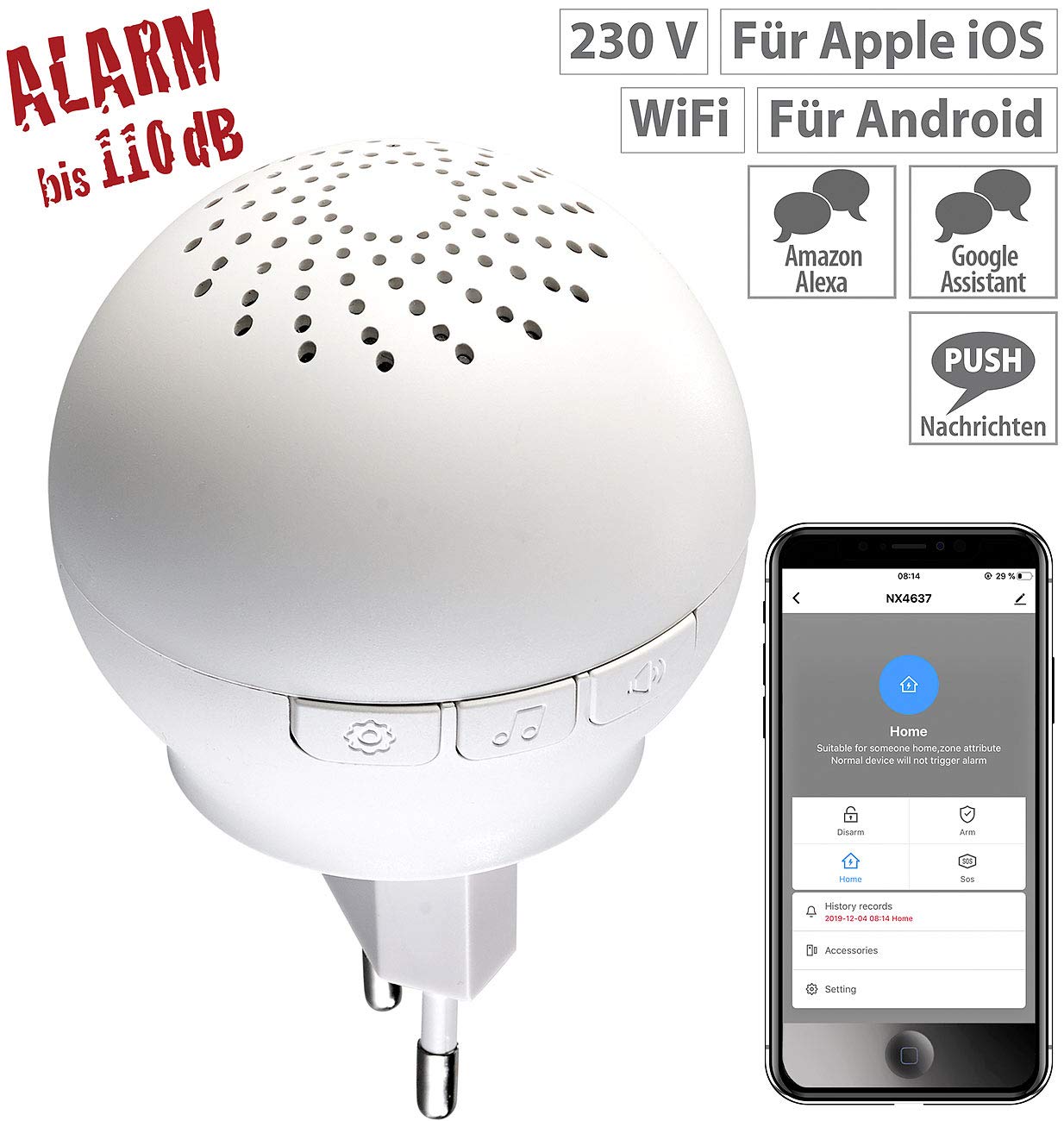 VisorTech Alarmanlage WLAN: 8-teiliges Funk-WLAN-Alarmsystem für Funk-Geräte an App Elesion (Alarm-Anlagen, Funk-Alarmanlagen-Set, Fenstersensor)