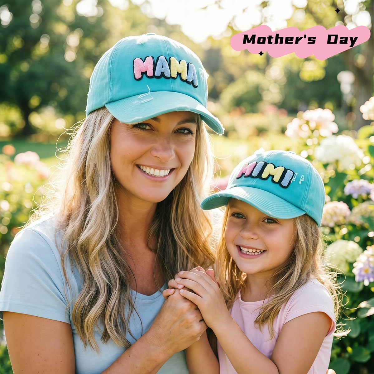 2PCS Mam and Mini Matching Baseball Caps,Parent-Child Hat, Adjustable Cotton Embroidered Baseball Hat for Mom Girl/Boy