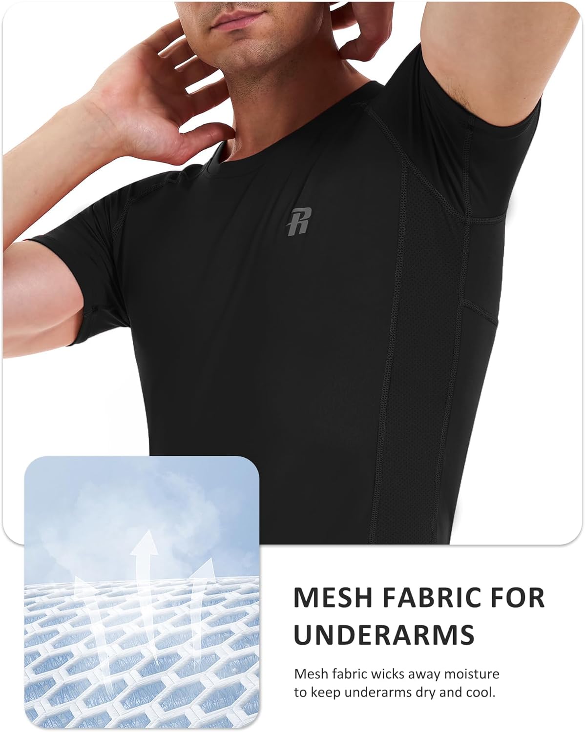 Runhit 2 Pack Men's Compression Shirts Short Sleeve Cool Dry Athletic Workout Shirt Sports Base Layer Undershirt Top - Image 4