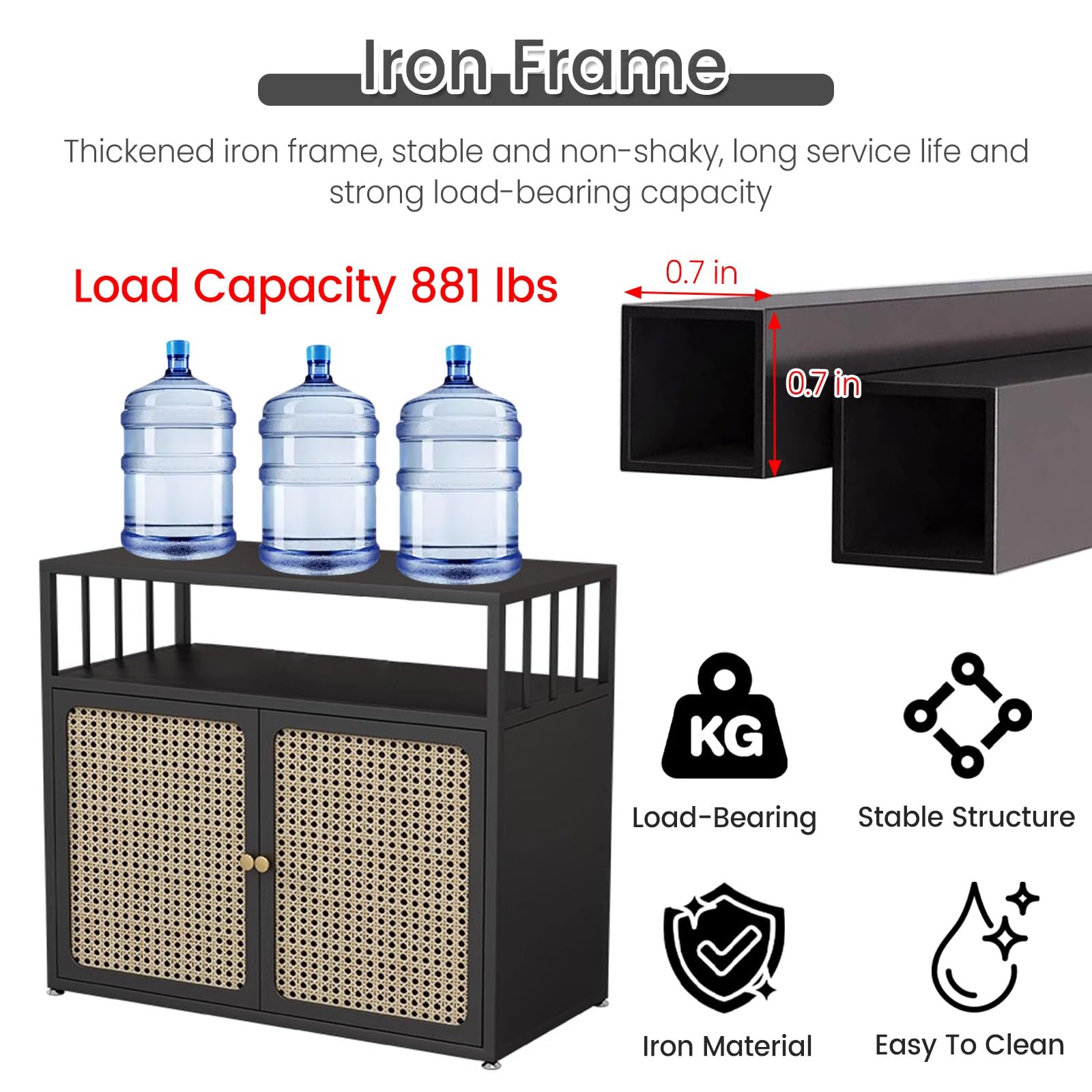 Support d'aquarium avec armoire de rangement, étagère robuste à 3 niveaux pour reptiles et aquariums, supporte jusqu'à 400 kg