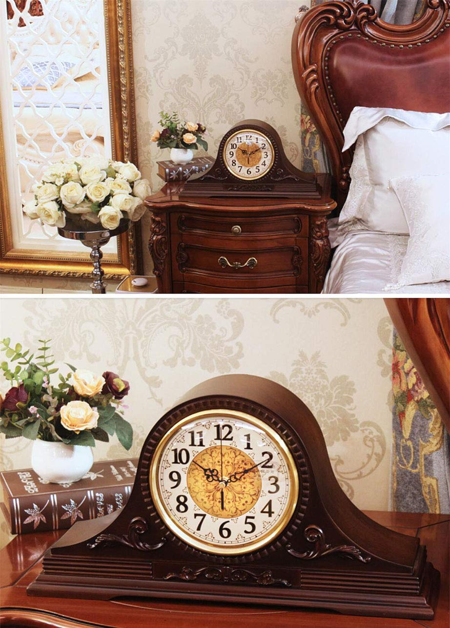 Uhr, Geräuschlos, Holz, Regaluhr, Kaminuhren, Vintage, Nicht Tickende Familien-Schreibtischuhr, Batteriebetrieben, Mit Quarzwerk, Hd-Glas, Für Schlafzimmer, Wohnzimmer