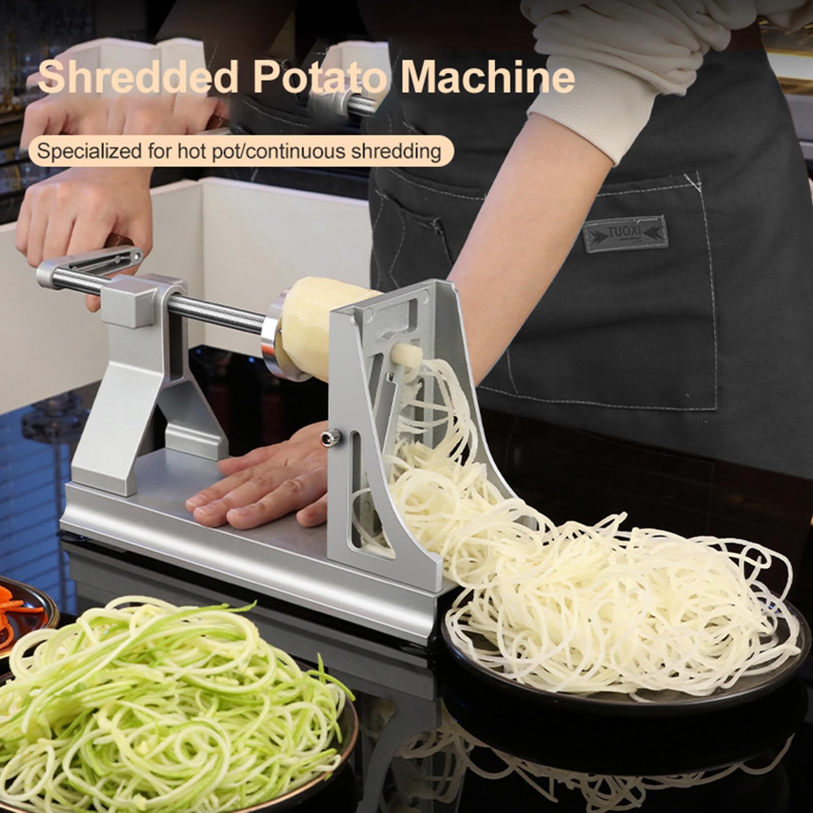 Rallador de verduras de manivela, rallador de patatas giratorio multifuncional con 3 cuchillas intercambiables, para triturar y cortar verduras