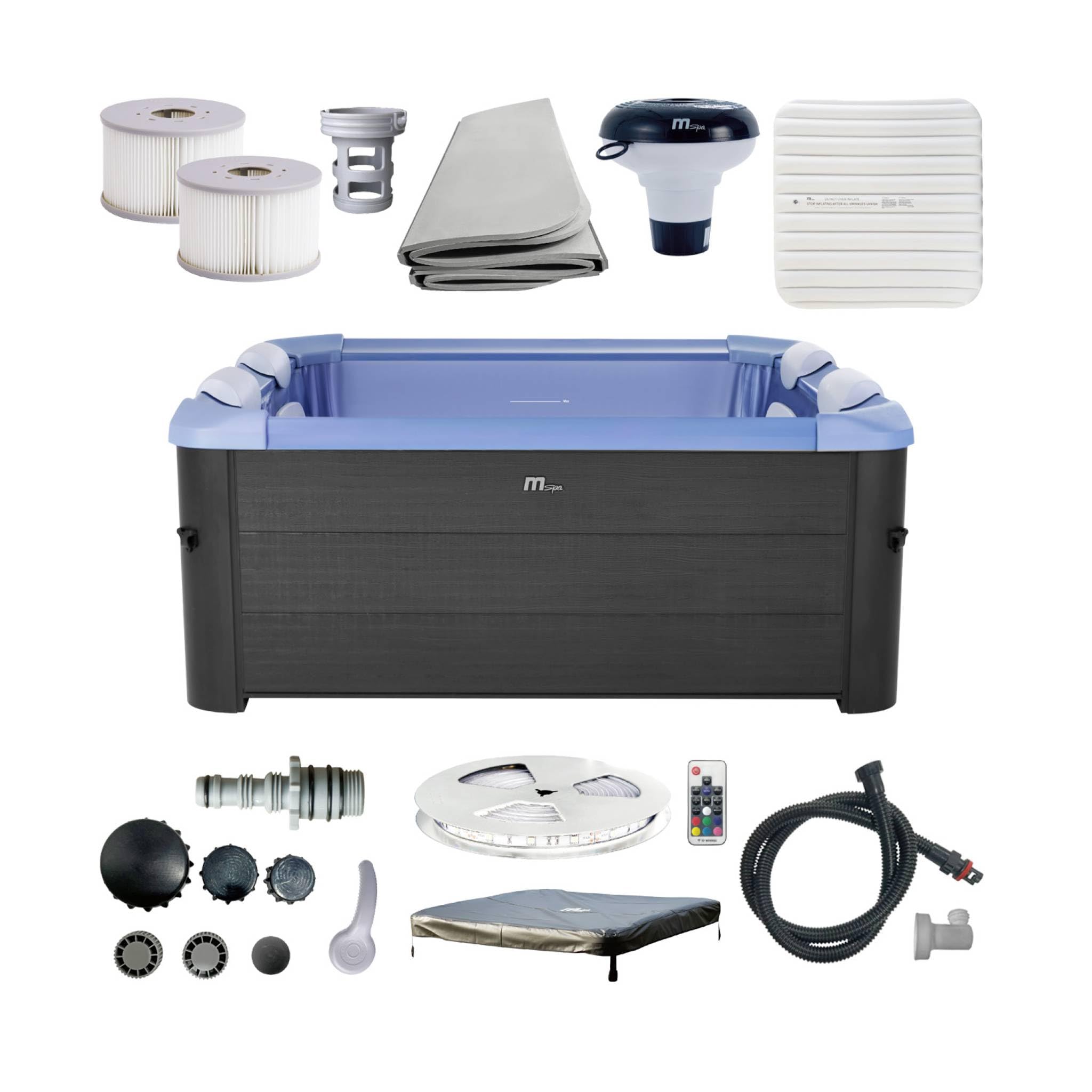 sweeek - Spa Rigide Oslo Sapphire 6 Personnes Gris. 4 Coussins. bâche Incluse + Housse Thermique. hydromassages système