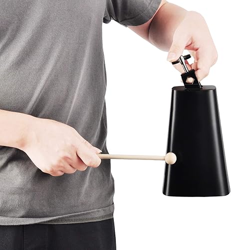 Miniatura 7 de Eastrock Campanas de vaca de acero de 8 pulgadas para hacer ruido, campanas de percusión de mano con palo para juego de batería