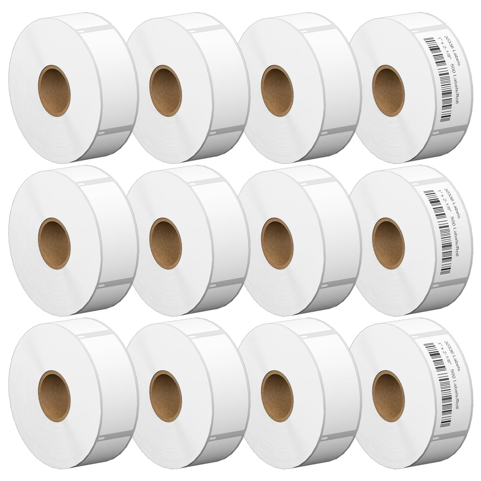 Address & Barcode Label for DYMO 30336 (1" x 2-1/8"), Compatible with DYMO LabelWriter 4XL, 450, 450 Duo, 450 Turbo, and 450 Twin Turbo (12 Rolls/6000