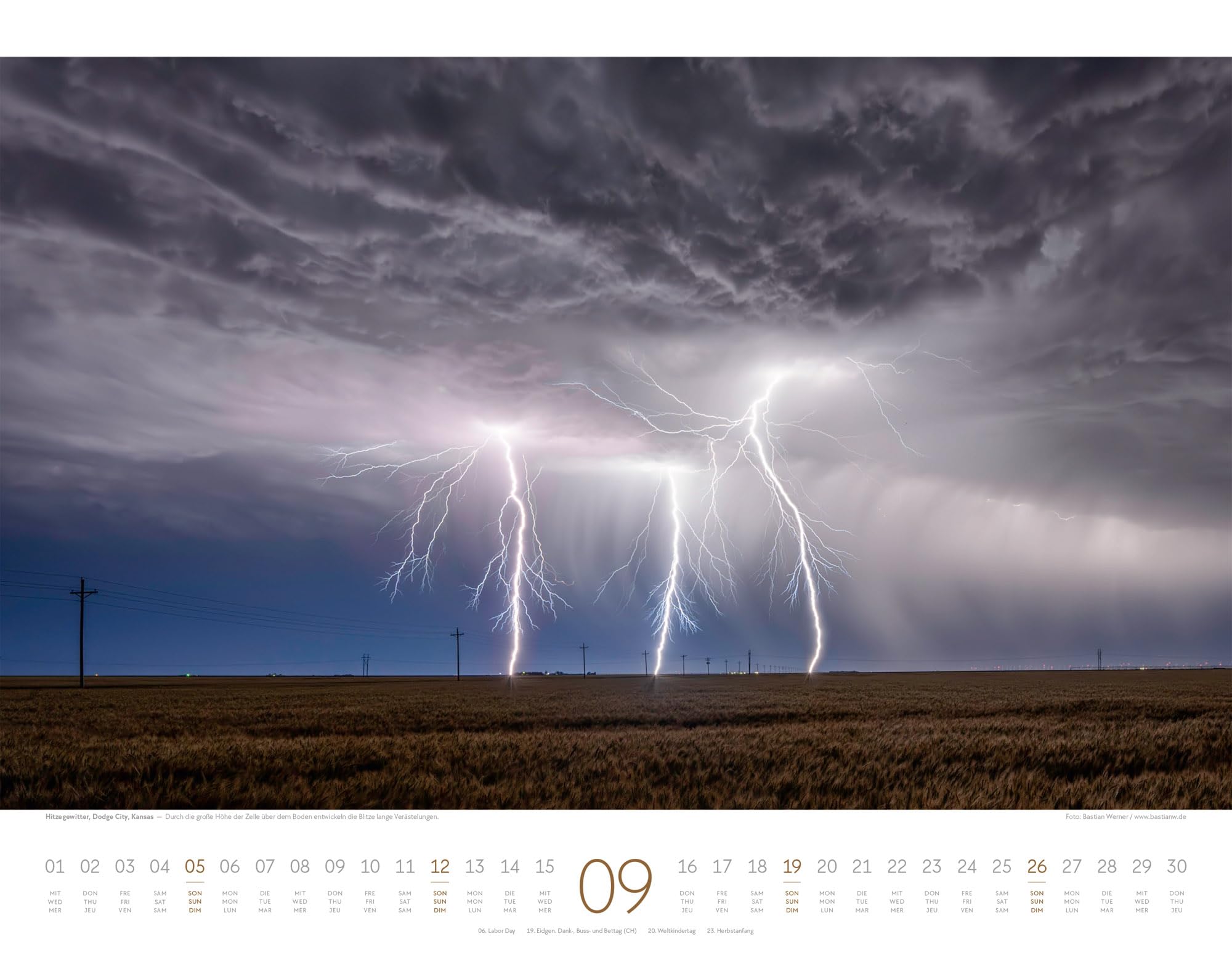 Naturkräfte Kalender 2027 | Wetterphänomene und Naturgewalten: Spektakuläre Wetterfotografie im großen Querformat (54x42 cm) | Wetterkalender