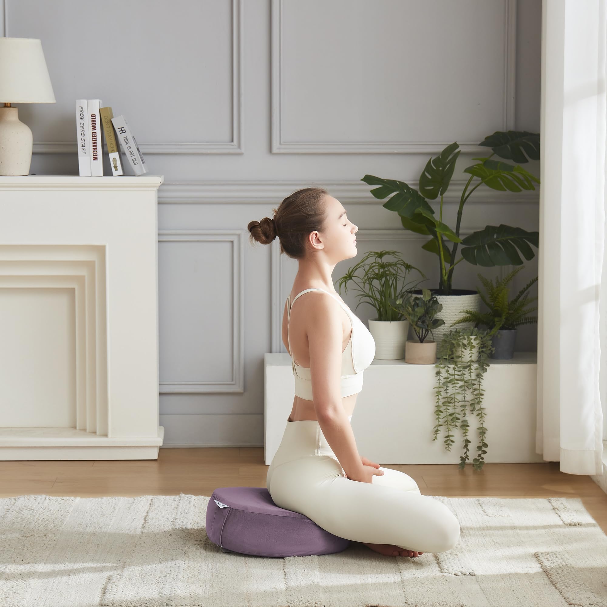 Sweet Home Collection Cuscino da meditazione per yoga e recupero, cuscino di supporto per meditazione, yoga, pilates e relax, imbottitura con conchiglie di grano saraceno, fodera rimovibile