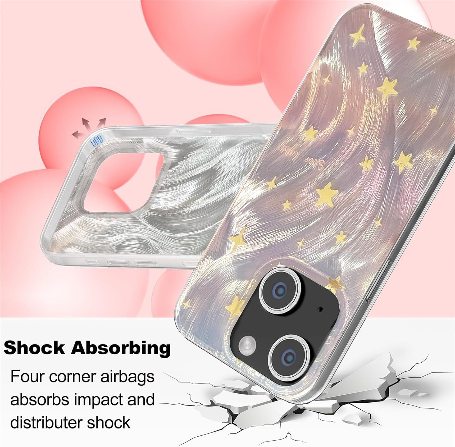 I-MGAE-IN-AR Phone Hard Case 6.1 inch Compatible with iPhone 15 Case 2023 Release Slim Holographic Fade Star Women Girls, Hard PC Shockproof Protective Design - Image 3