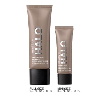 Smashbox Halo Healthy Glow Tinted Moisturizer with SPF 25 | 24-Hour Hydrating Skin Tint with Buildable Coverage and Dewy Finish | Hyaluronic Acid & Niacinamide for Face