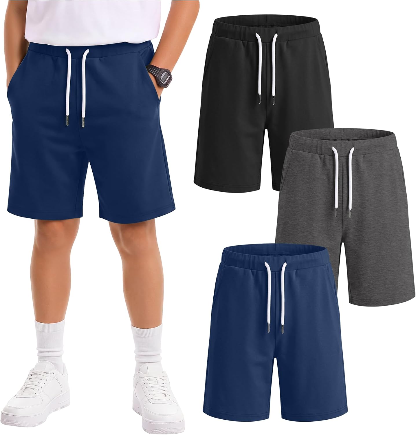3 Pack Boys Athletic Sweat School Shorts