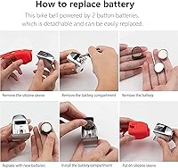 Vista 6 de Bocina de bicicleta eléctrica, campana de bicicleta de 100 dB, campanas de bicicleta súper fuertes, impermeables, múltiples modos de sonido