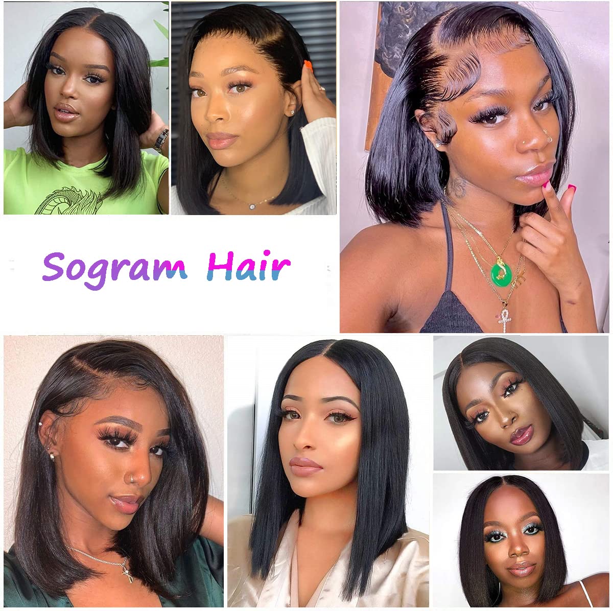 Amazon.com : Bob Wig Human Hair 13x6 Frontal Lace Wig 