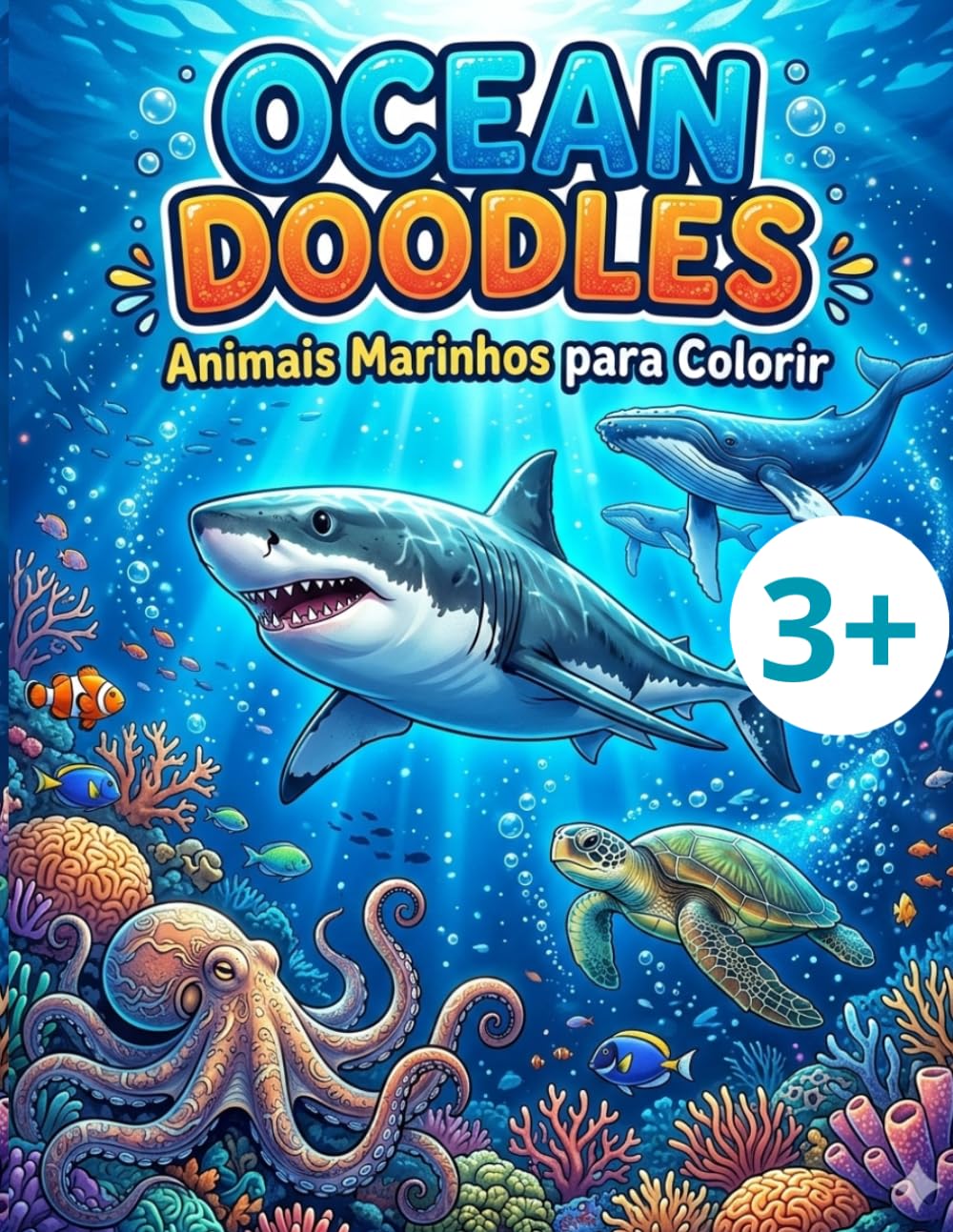 Ocean Doodles: Animais Marinhos para Colorir