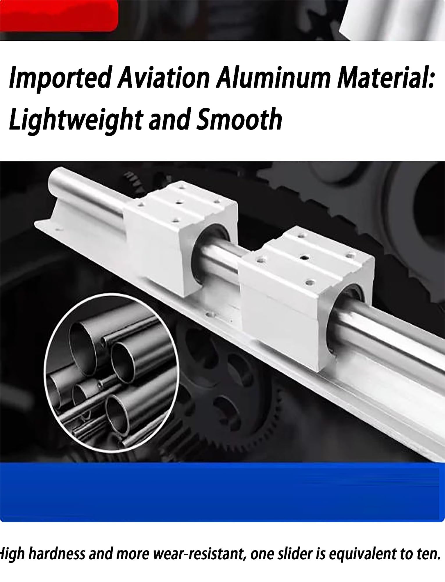 Zestaw szyn liniowych z 4 blokami, aluminiowa prowadnica wału okrągłego do obróbki drewna, piły stołowej, routera CNC, drukarki 3D (SBR20, 1,5 m)