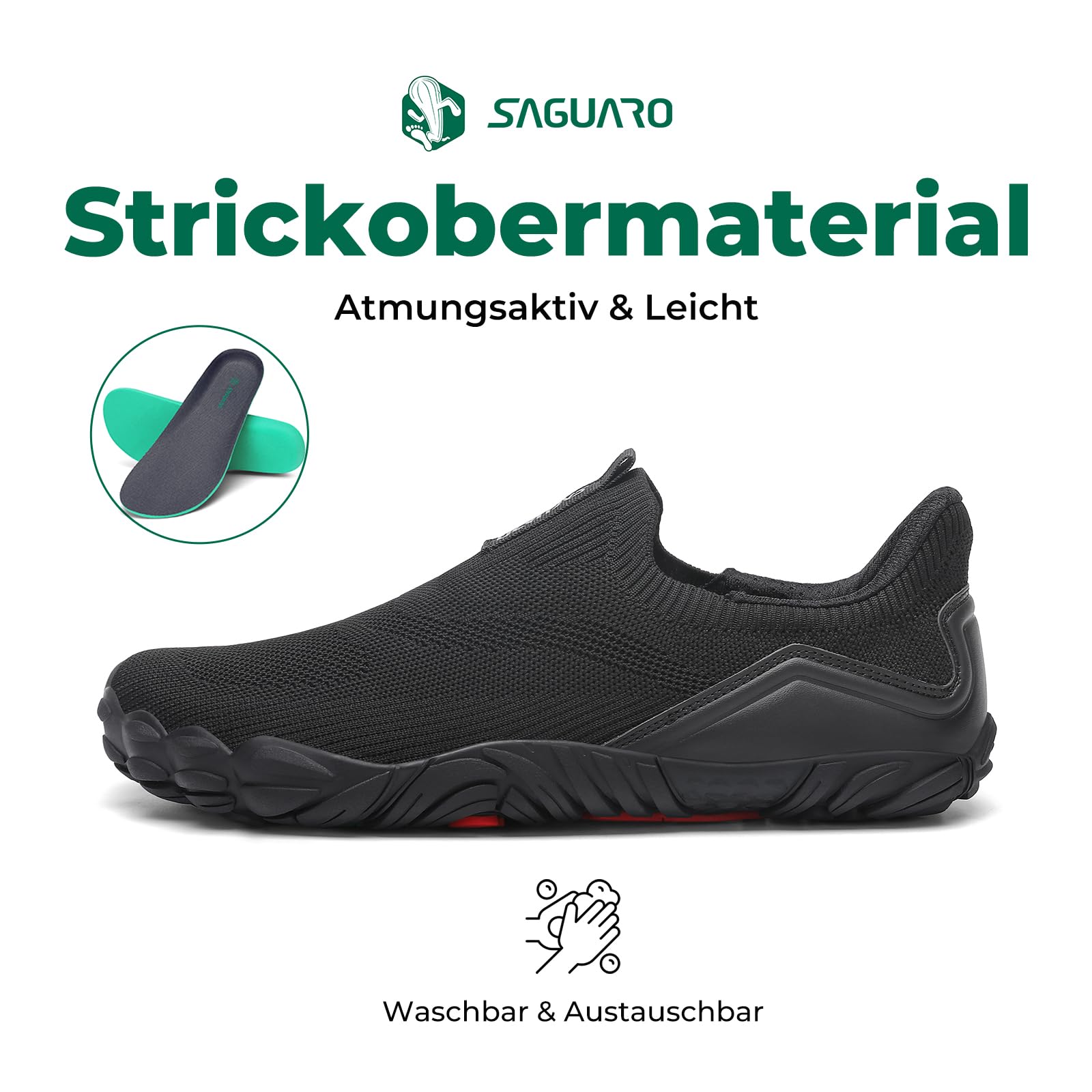 SAGUARO Unisex Barfußschuhe Minimalistische Slip-On Barefoot Sneaker für Alltag,Training,Walking Gr.36-48