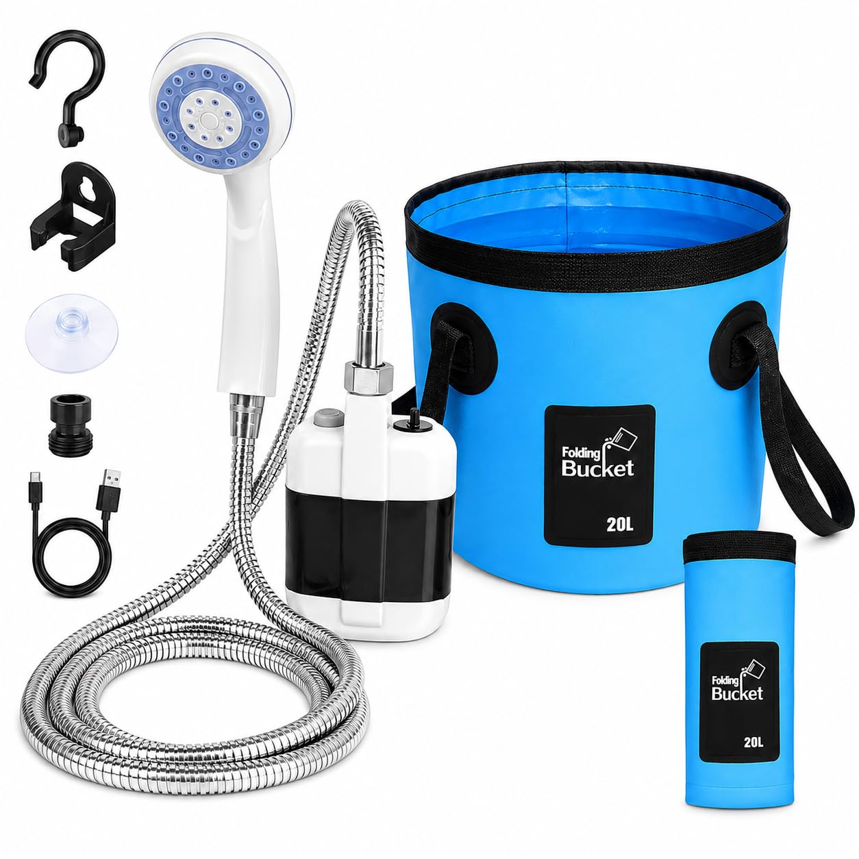 HYDROPORT Frilla Doccia Esterna Portatile 2200 mAh, Doccia da Campeggio