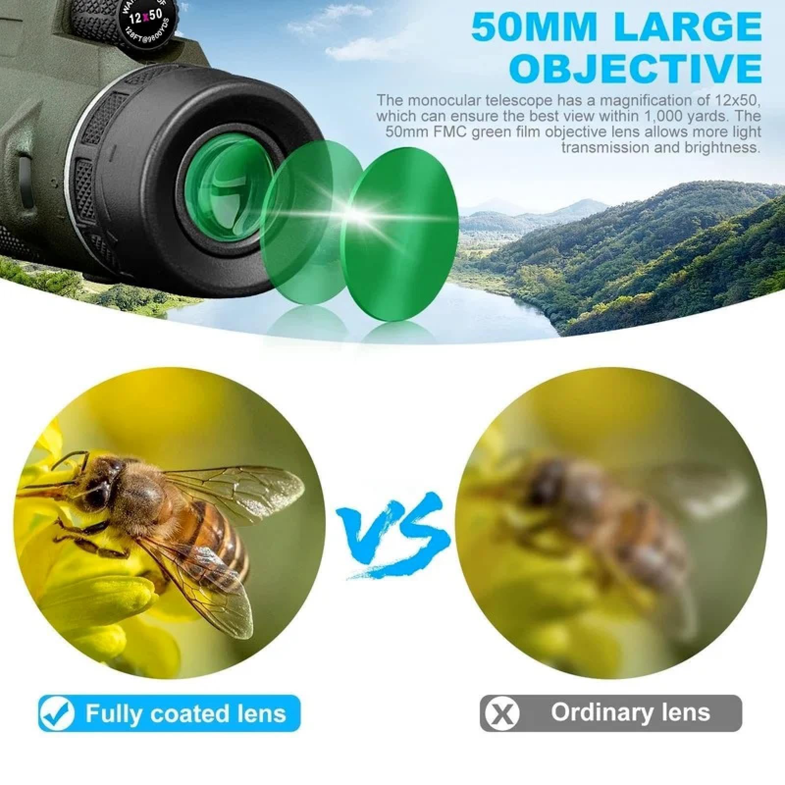 Telescopios de Caza para adultosPortátil 40x60 HD Monocular Profesional Telescopio Óptico de Caza Nocturna Telescopio de Visión Amplia