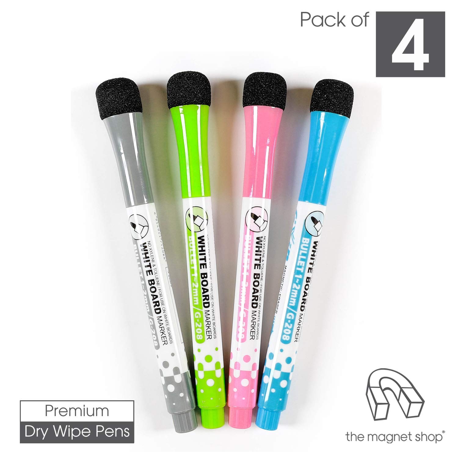 TMS Magnetic Whiteboard Marker, Dry Drying Pens And Magnetic Eraser For Home, Office And School | Works Well With Our Magnetic Weekly Planners (Standard Colour/Grey Eraser, 4 Pack - View #3