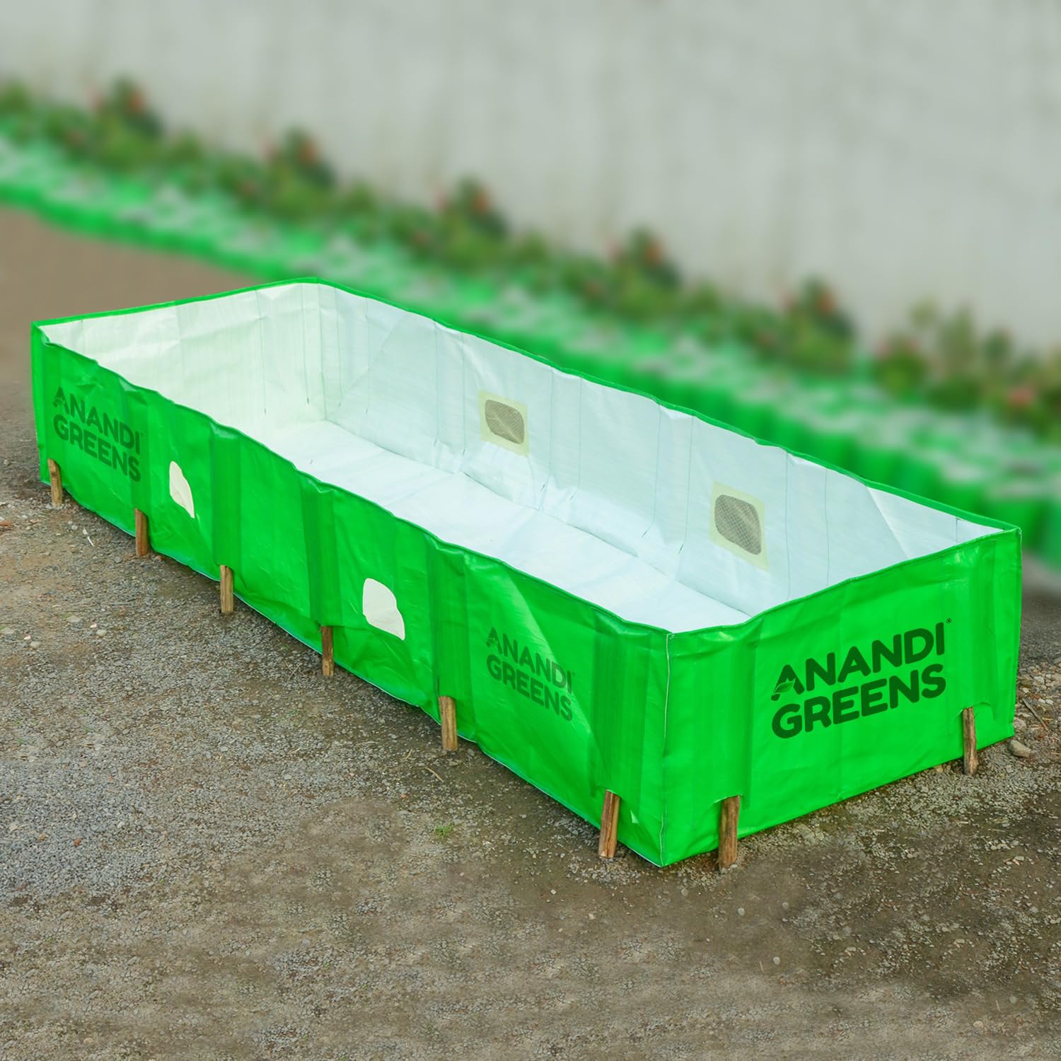 Anandi Green's 8X4X2 Feet 450 GSM Green Color HDPE UV Stabilize Imported Vergin Fabric Agro Vermi Compost Making Bed Compost Bed - Image 2 thumbnail