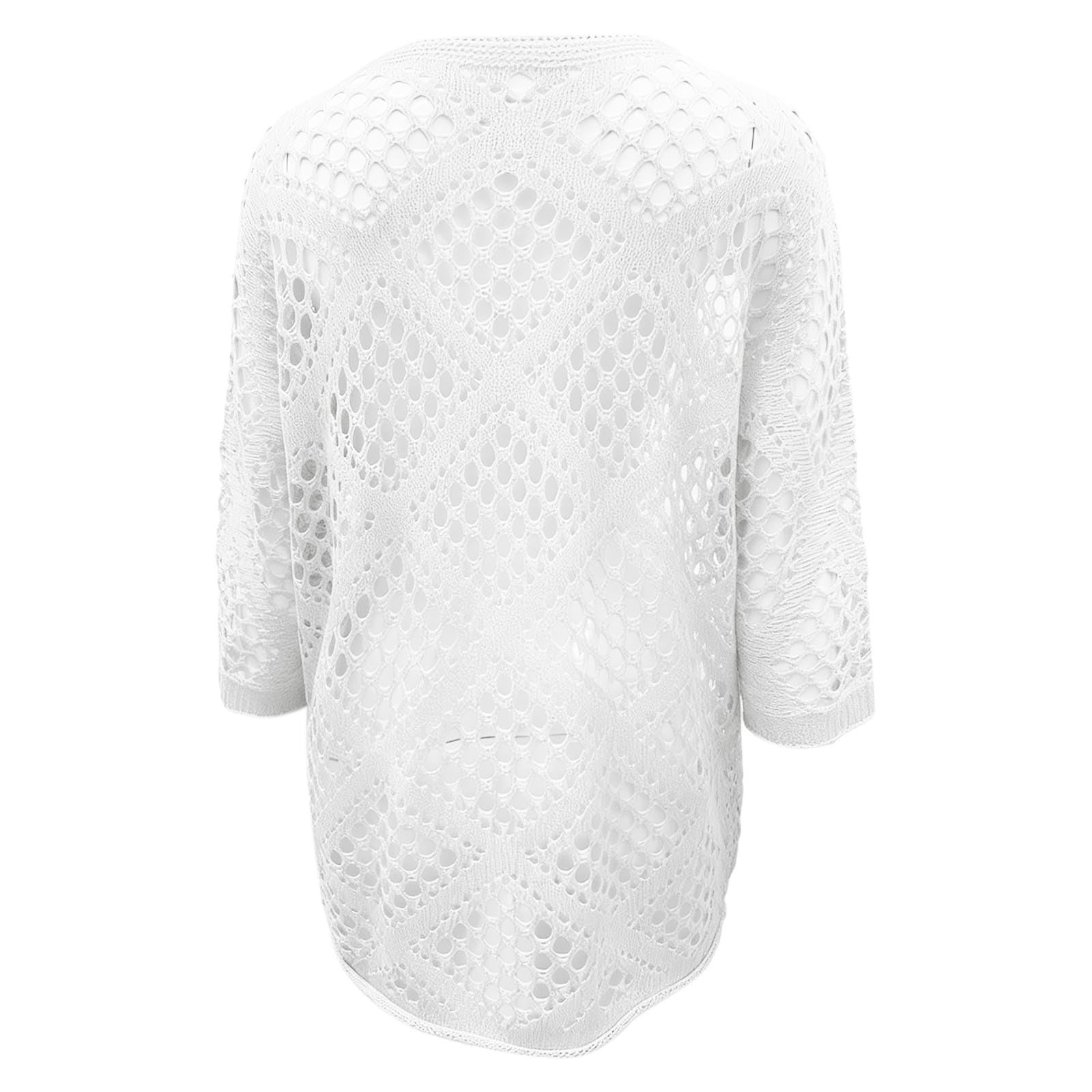 Generisch Maglione estivo con scollo a V, maniche a pipistrello traforate, da donna, traspirante e leggero