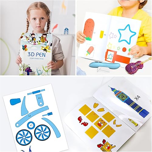 Miniatura 7 de Plantillas de bolígrafo 3D, 20 hojas de moldes de dibujo para impresora 3D, plantillas de papel, 40 patrones y un juego de placas transparentes para