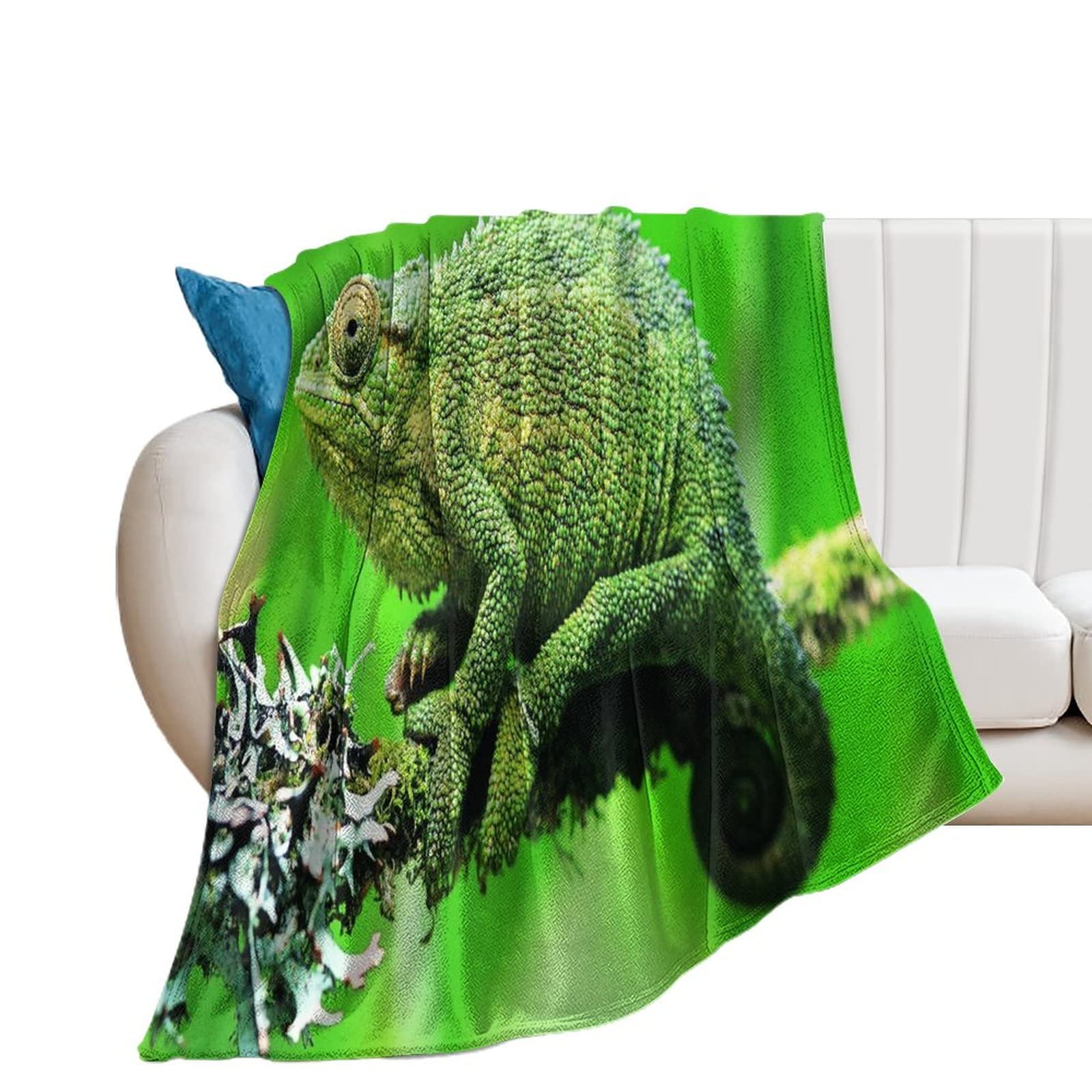 Couverture de canapé imprimée d'animaux plaid caméléon doux toutes saisons