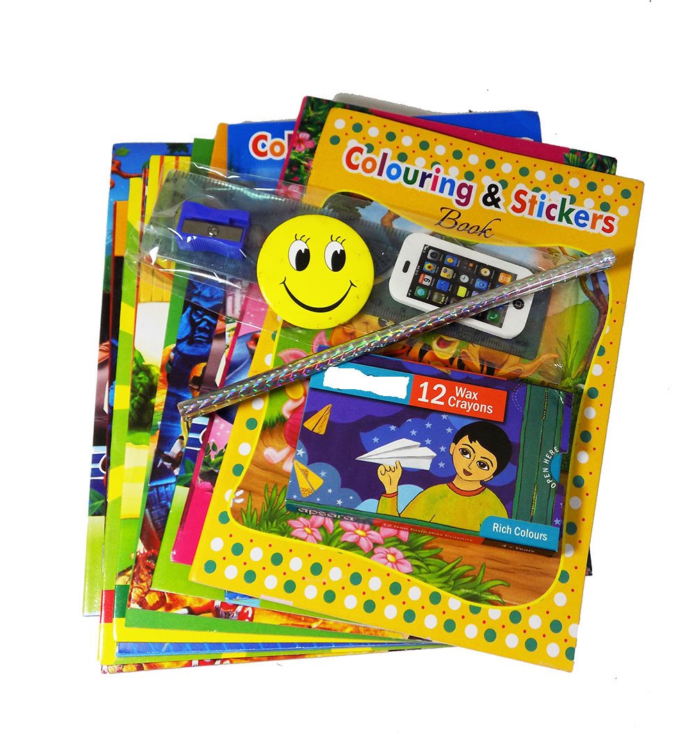 brown leaf Best Return Gift For Kids Birthday Party Set Of 12 Colouring & Stickers Book & Stationer Set +Wax Crayons +Stationary Set, Multi-coloured, Multi (B0777KPBGW) Amazon Price History, Amazon Price Tracker