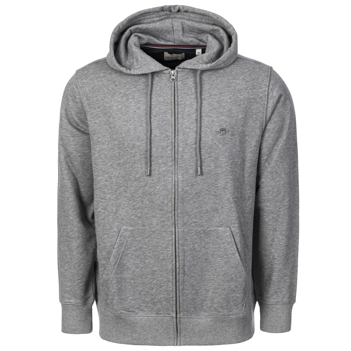 GANT Men's REG Shield Full Zip Hoodie, Grey Melange, Standard, grey melange, XXXXL
