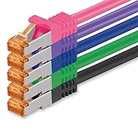 1aTTack.de 686738 Cat7-5x 3m - Cavo di rete Cat 7 Ethernet Lan 10 Gb/s PIMF LSZH 5 Colori