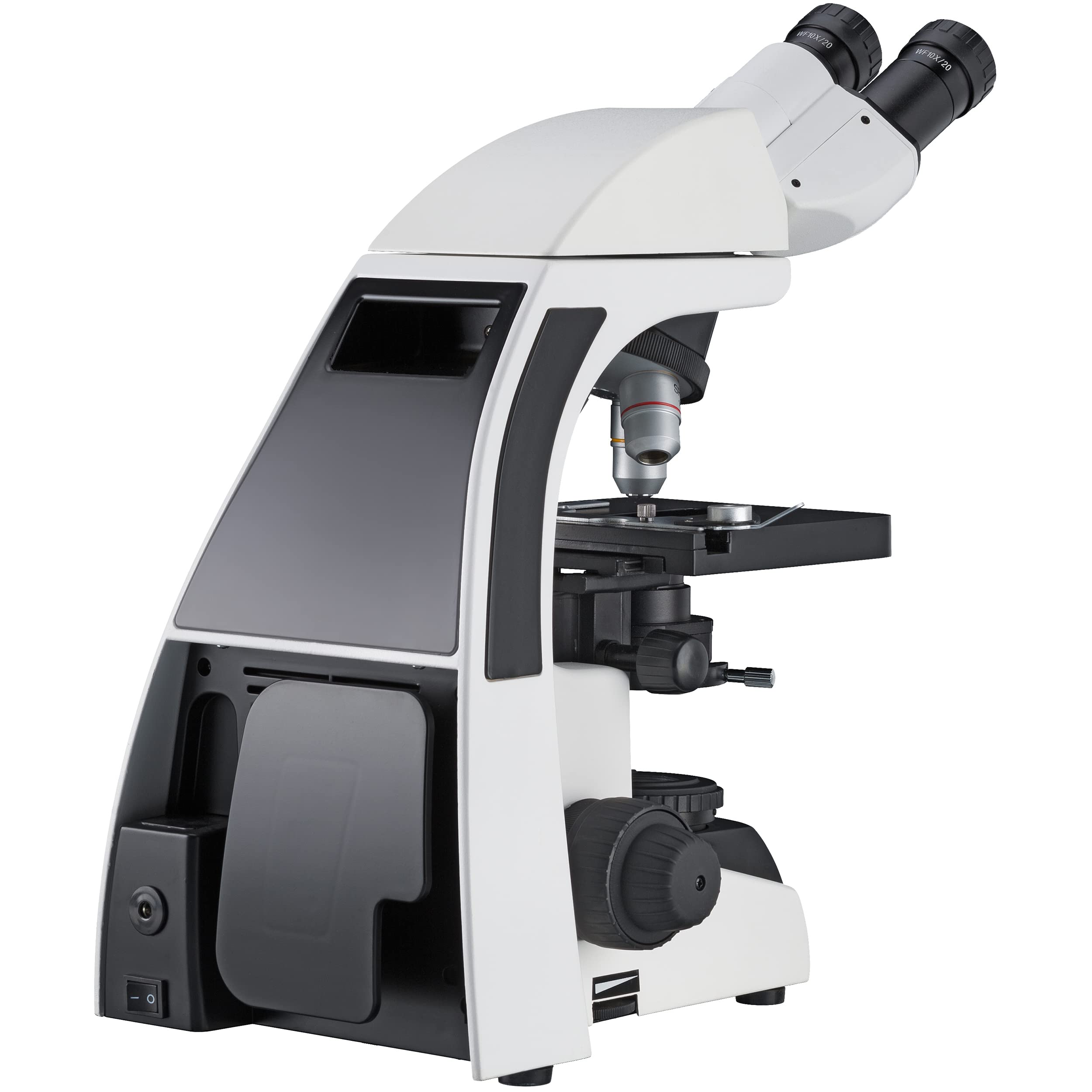 Bresser binokulares Durchlicht Mikroskop Science TFM-201 Bino 40-1000x Vergrößerung, mit Köhlerscher Beleuchtung, koaxialem Kreuztisch und sehr heller 3W LED-Beleuchtung, für gehobene Ansprüche ,Weiß | Köhlersche Durchlichtbeleuchtung, 4 Semiplan Objektiv