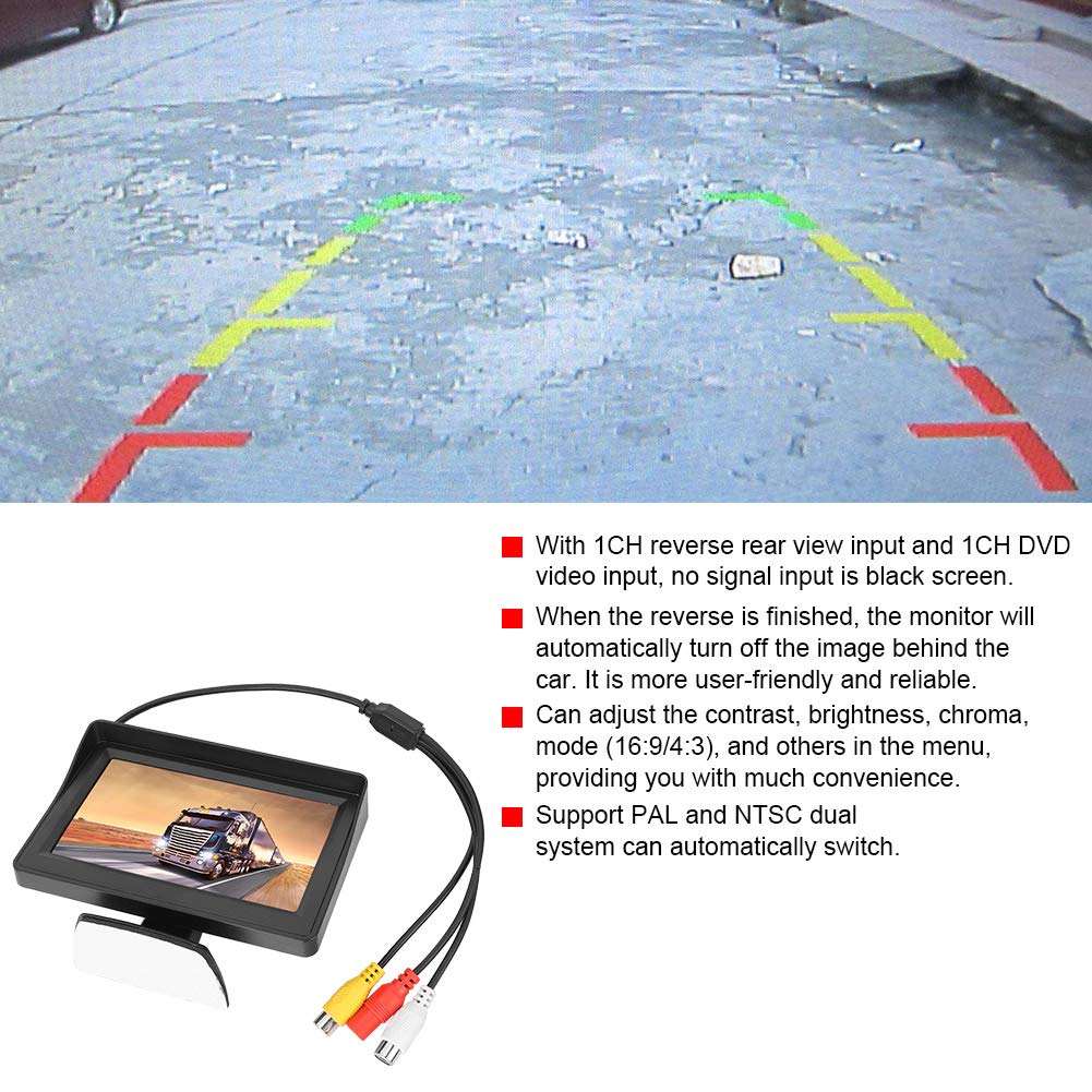 Moniteur LCD de voiture DC 9V-35V 3W 4.3in Ultra-mince 2 voies entrée AV moniteur de voiture écran LCD pour caméra de recul