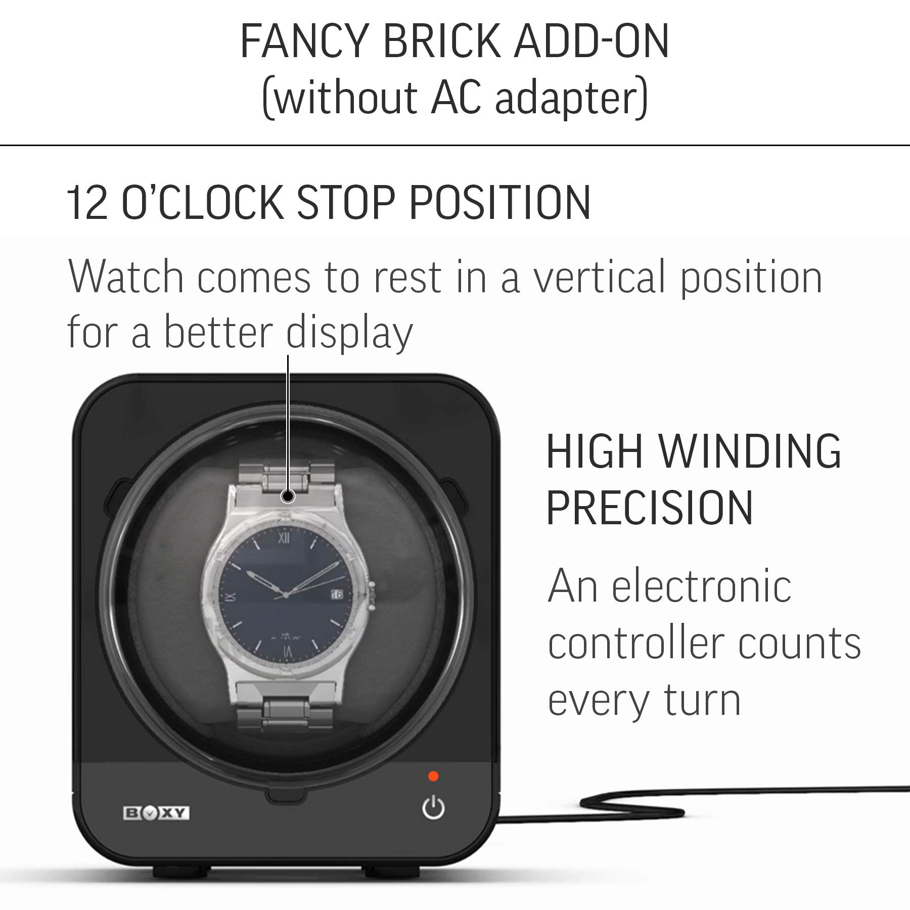 Abest Boxy Watch Winder Add-On Unit for Fancy Brick Watch Winder Series (Without AC Adapter, Carbon)