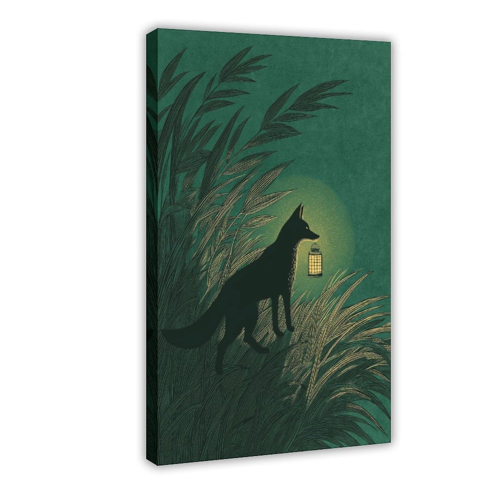YWTJAX Fox Lantern Poster Canvas Poster for Bedroom Decor Gift