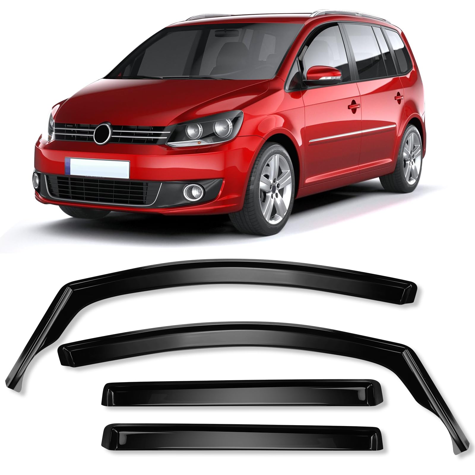 Deflettori D'aria Auto Compatibile con VW T-ouran 1T1, 1T2 2003-2010, VW T-ouran 1T3 2010-2015, 4 Pezzi Deflettori del Vento per Auto