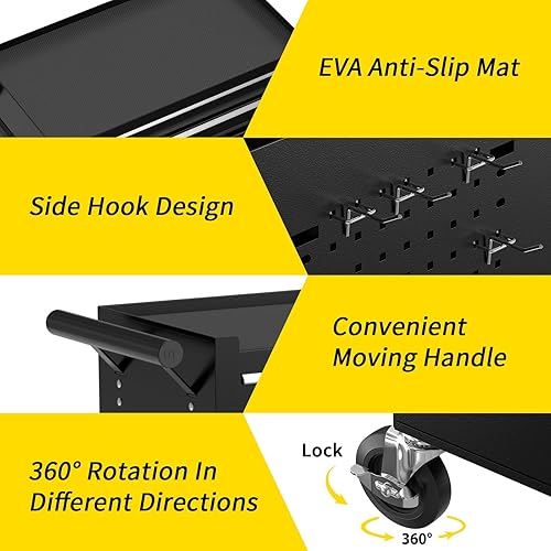 Miniatura 7 de On Shine Cofre de herramientas con ruedas de 8 cajones, caja de herramientas rodante de gran capacidad con ruedas, caja de herramientas mecánica de