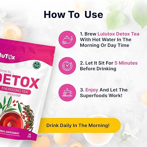 Miniatura 6 de LULUTOX Té Detox - Mezcla de hierbas con diente de león, ginseng y jengibre, soporta un peso saludable, salud digestiva, vegano, totalmente natural,