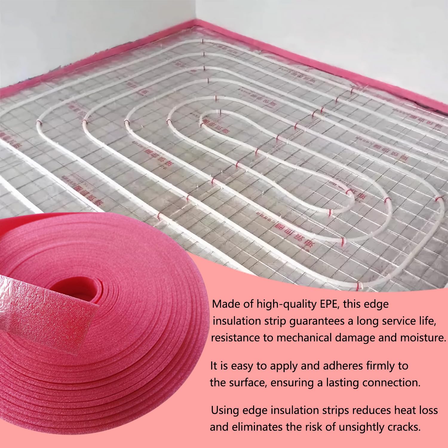 Bande Peripherique pour Dalle Autocollante 100 mm x 5 mm x 20 m Bande Peripherique pour Chape Bandes Resilientes pour Chauffage Au Sol (10CM)