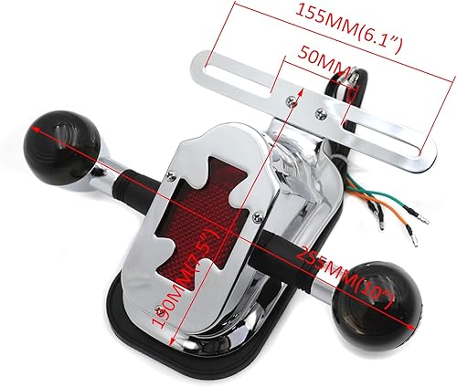 Miniatura 2 de HTTMT - Luz de freno de luz de cola cruzada de metal ahumado cromado, señal de giro compatible con bicicleta de motocicleta Big Twin FL PN