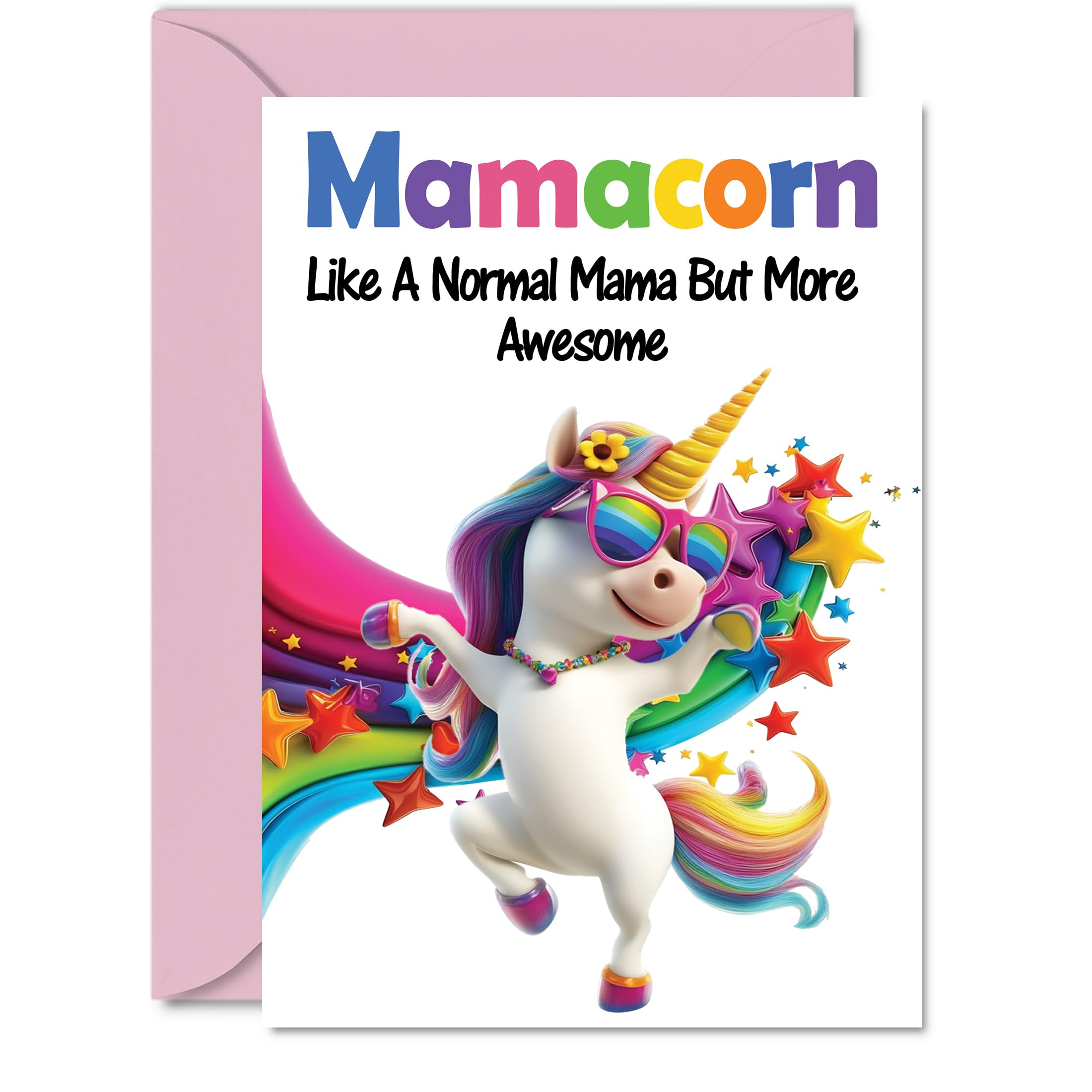 Mama Birthday Card - Awesome Mamacorn - Happy Birthday Card for Mama Mum from Son Daughter, A5 Unicorn Bday Greeting Cards