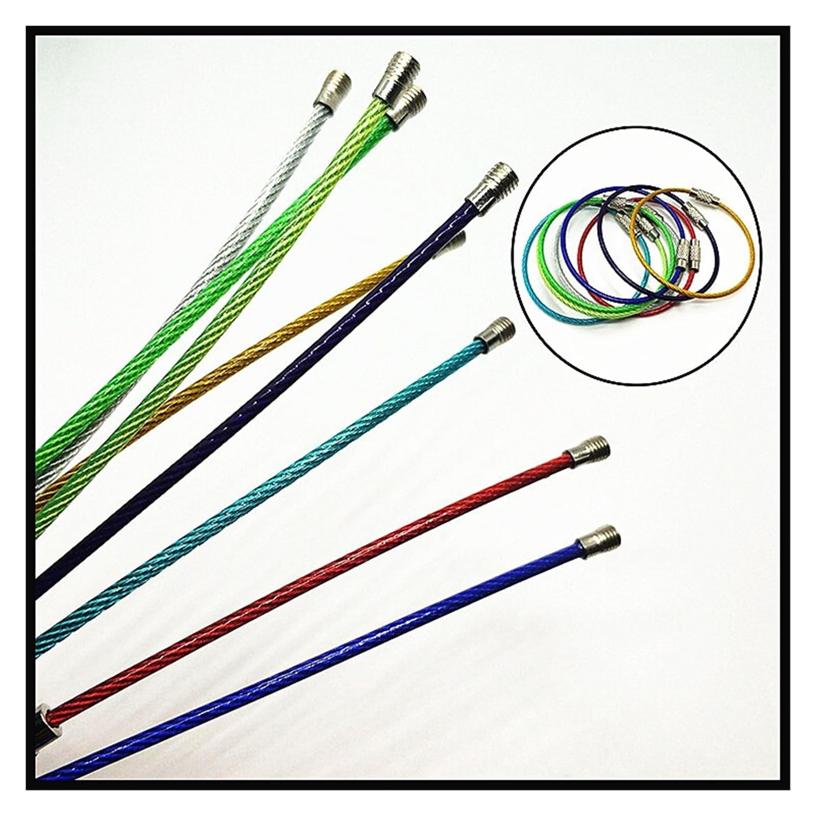 Yvxotrxnk Kabel do breloczków ze stali nierdzewnej 2 mm z blokadą śrubową 15 cm Heavy Duty for Outdoor Camp Hiking EDC Key Tools