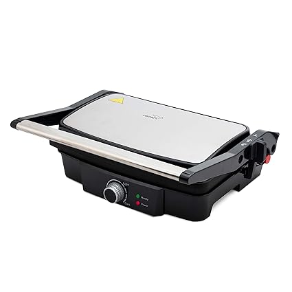 V-Guard Grillking Plus 4 Slice 1500 Watt Multipurpose Grill (Silver and Black) | BBQ and Panini/Sandwich Maker | Healthy Cooking - Special Outlet for Excess Oil Removal | Jumbo Capacity | Easy to Clean Dual Non-Stick Teflon Coating | 180 Degree Flat Grill | 1 Year Warranty