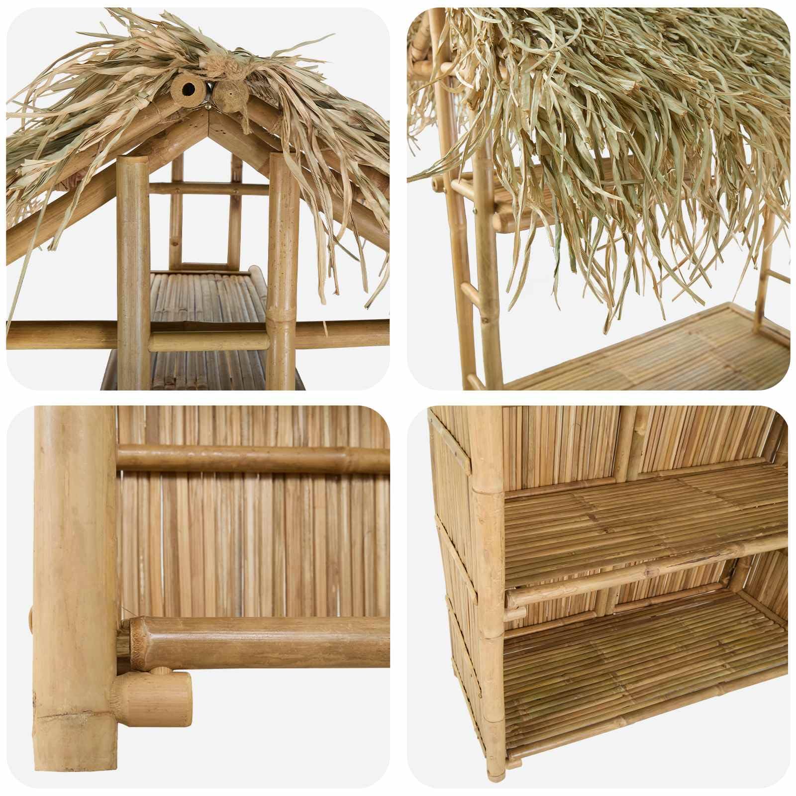 vidaXL Table de bar extérieure Naturel 115 x 95 x 215 cm Bambou, Table de bar tendance, résistante, pour l'extérieur, parfaite pour soirées d’été, jardin, déco écolo et minimaliste