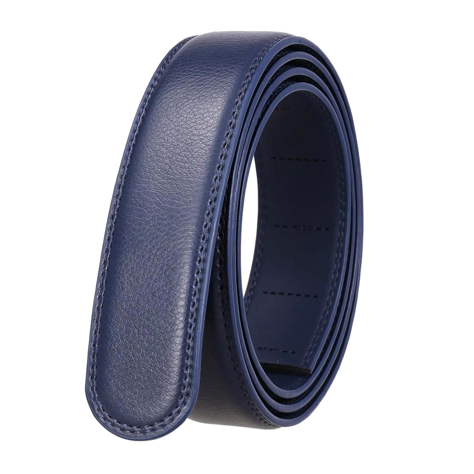 Genuine Leather Belt Strap Without Buckle, for Men and Women, Replacement Strap for Automatic Buckles,Blue,3.5x120cm