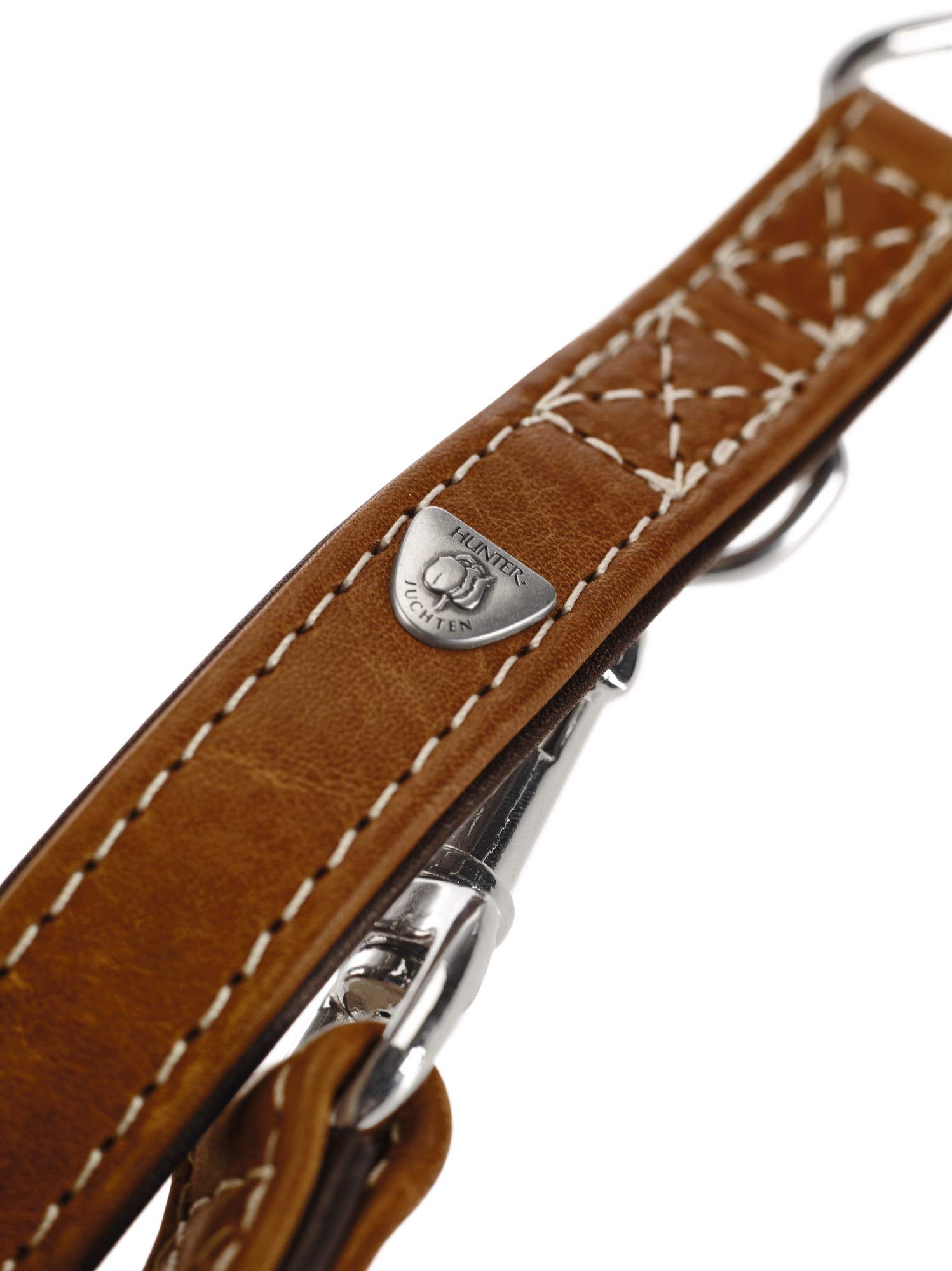 HUNTER Tara Verstellbare Hunderführleine, Leder, rustikal, wetterfest, robust, 1,5 x 200 cm, Cognac/Dunkelbraun